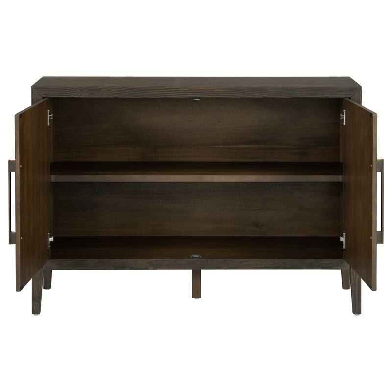 47.25"Sideboard with Pine Veneer and 2 Doors, Retro Buffet with Adjustable Feet, Wooden Storage Cabinet with Metal Handles