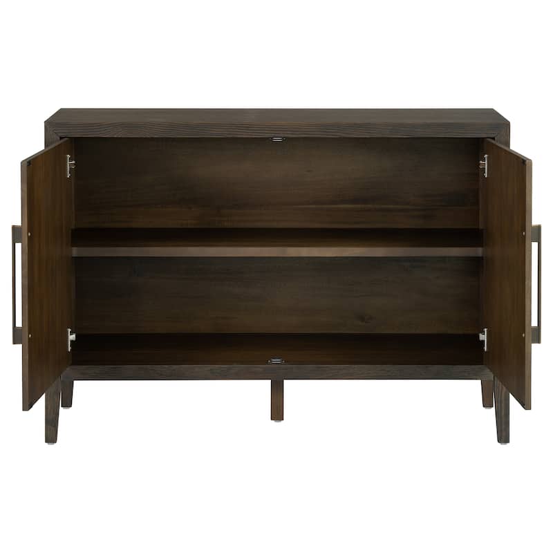 Farmhouse Sideboard Cabinet, Stylish Pine Veneer Design with Double Doors and Adjustable Feet for Storage