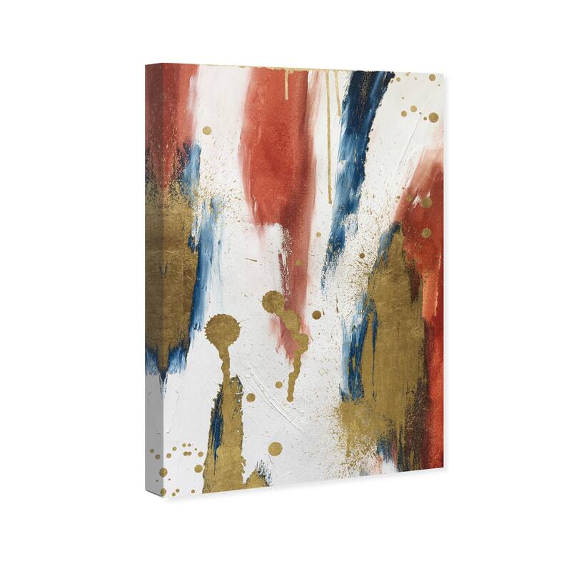 Wynwood Studio Canvas Abstract Golden Orange Mix White and Metallic Gold Modern & Contemporary Wall Art Canvas Print