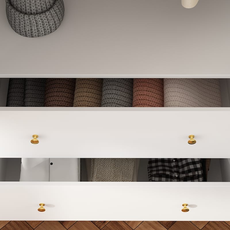 Wardrobe Armoire Wooden Closet with Mirror Storage Cubes Hanging Rod