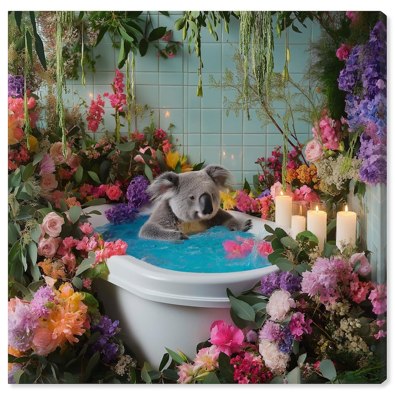 Koala Bath Canvas by Art Remedy, Gallery Wrapped - 20" x 20"