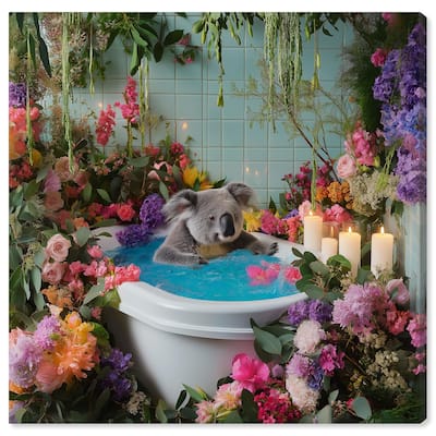 Koala Bath Canvas by Art Remedy, Gallery Wrapped