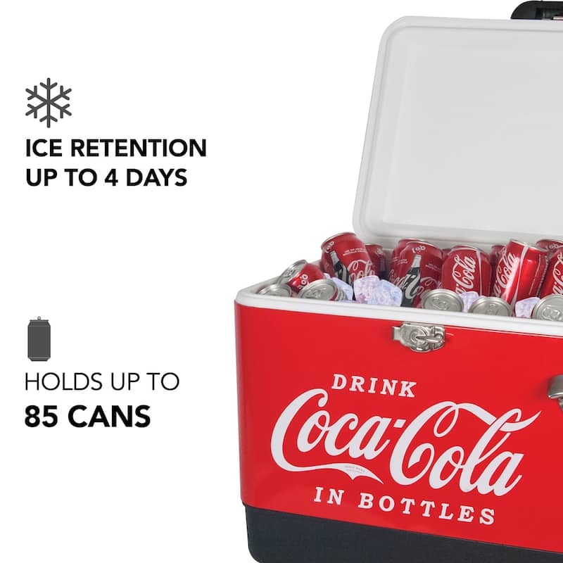 Coca-Cola Ice Chest Cooler with Bottle Opener, 51L (54 qt), 85 Cans - 51L /54 Quart