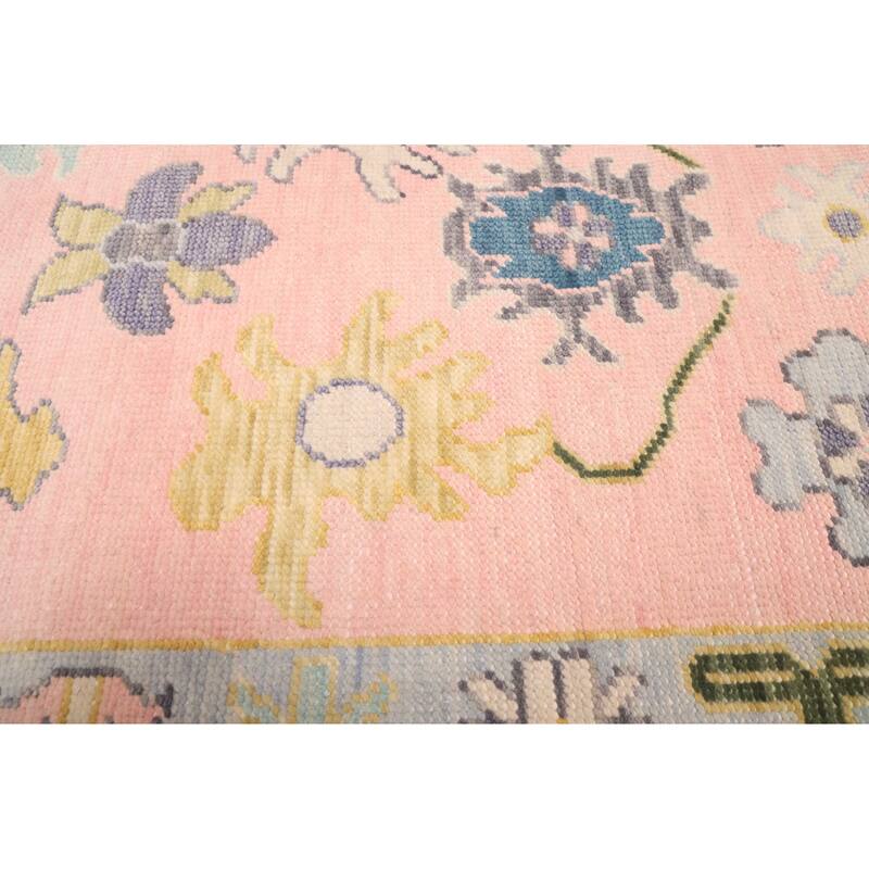 ECARPETGALLERY Hand-knotted Modern Oushak Pink Wool Rug - 3'2 x 12'2