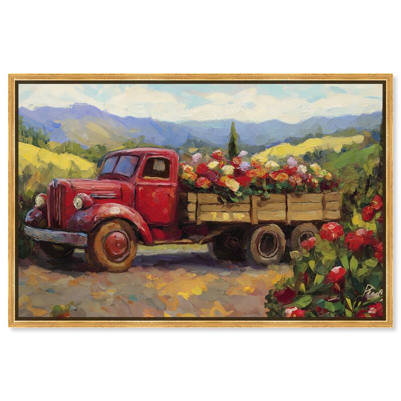 Flowers in Transit II Canvas by Art Remedy - Gold - 45" x 30"