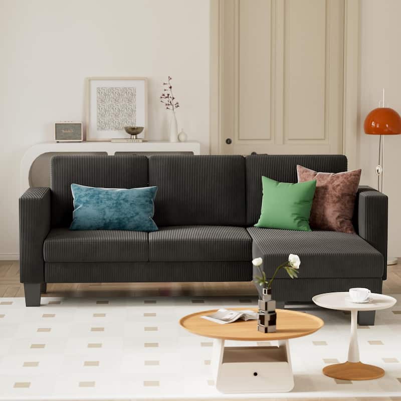 Furniwell L-Shaped Modular Sofa, 3 Seat Sleeper, Combination Sofa, Living Room Sofa - Grey