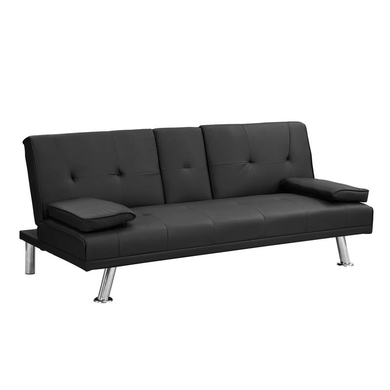 Wooden Sofa Bed with Armrest Two Holders