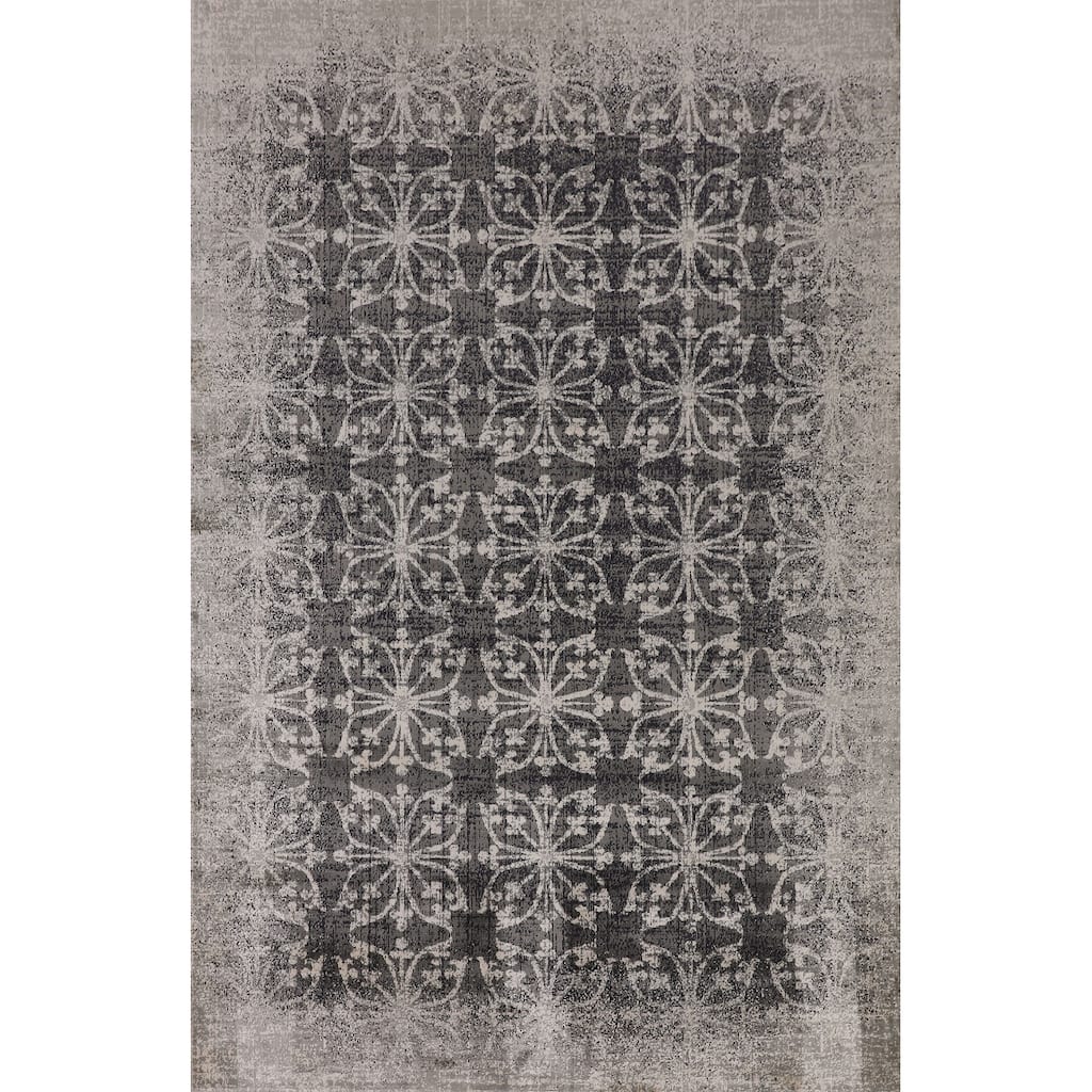 Grey Geometric Art & Craft Turkish Area Rug Machine Made Carpet - 5'0" x 7'6"