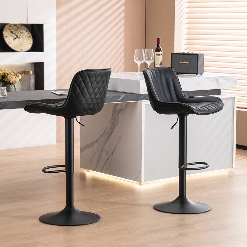 Bar Stools Set of 2 Counter Height Adjustable with Backrest Bar Chairs for Kitchen Island