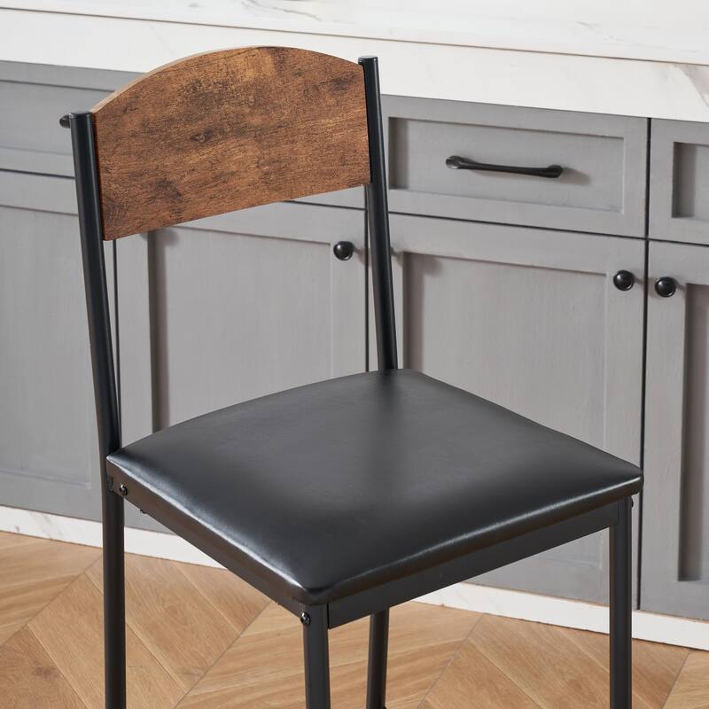 Bar Table Set of 2 with Footrest, Kitchen Dining Table with 2 Upholstered Chairs