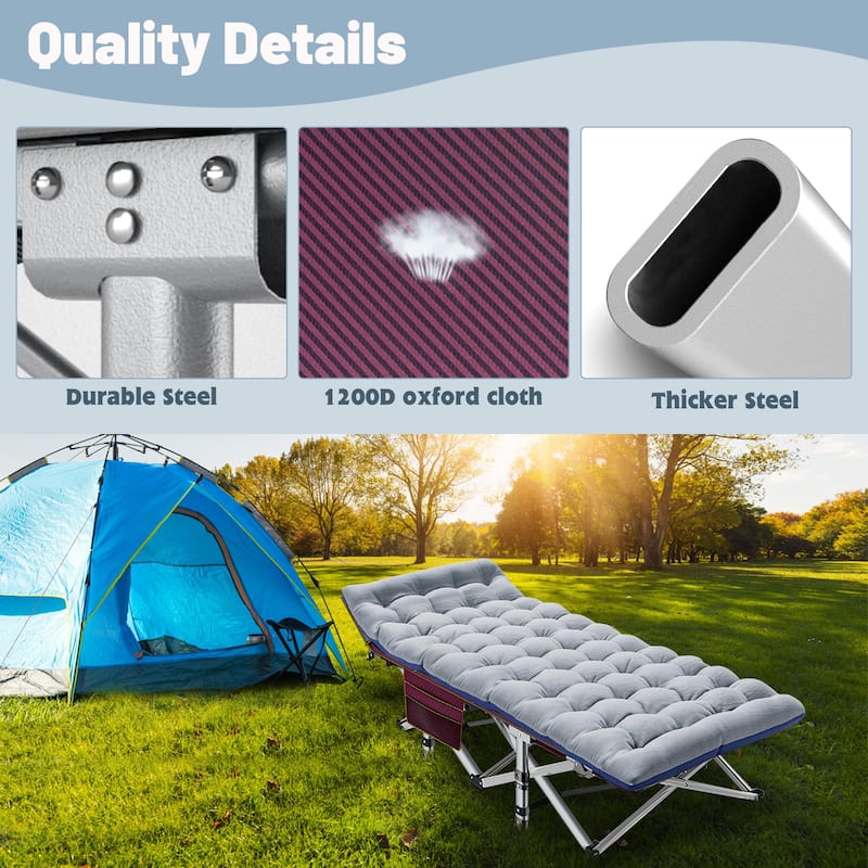 DoCred Portable Folding camping Bed with Mattress, Guest Cot Bed，2PCS - 75"