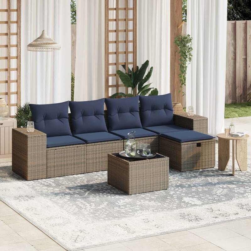 vidaXL Garden Sofa Set Beige/Black/Brown/Grey