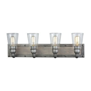 Platform 4-Light Vanity Lamp in Weathered Zinc with Clear Glass