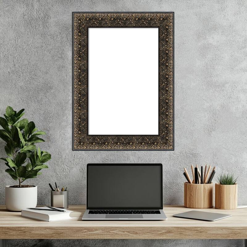 Amanti Art Intaglio Embossed Black Framed Dry Erase Magnetic Board