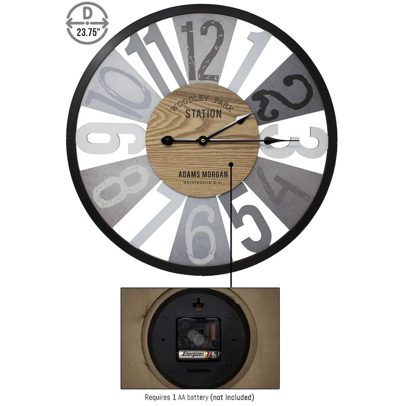 Large Wall Clock 24" Decorative, Office, Analog Modern Farmhouse Style