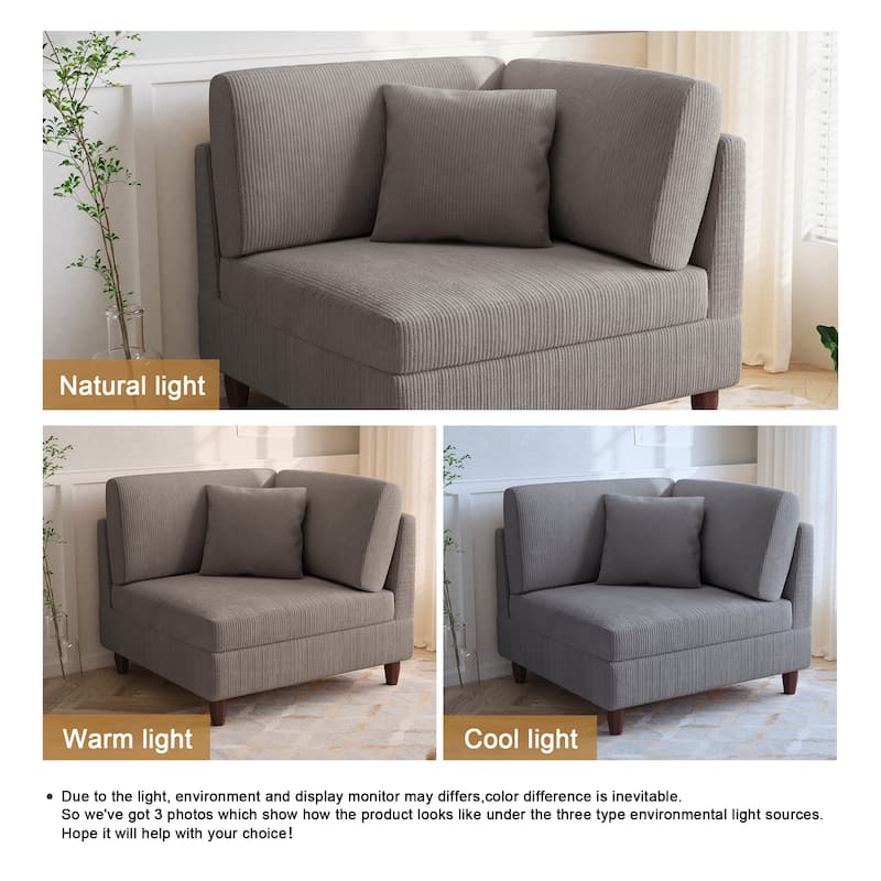 Corduroy Accent Chair with Ottoman Modular Couch Sectional Sofa