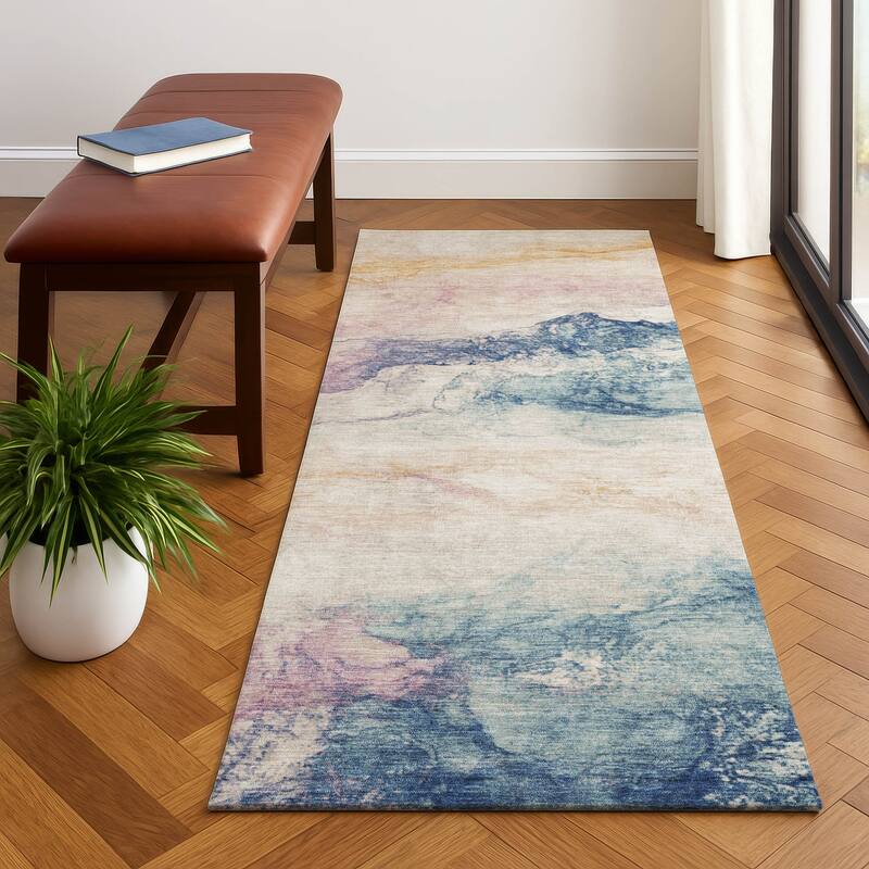 Premium Washable Super Soft Abstract Mayfield Rug - Pearl - 2'3" x 7'6"