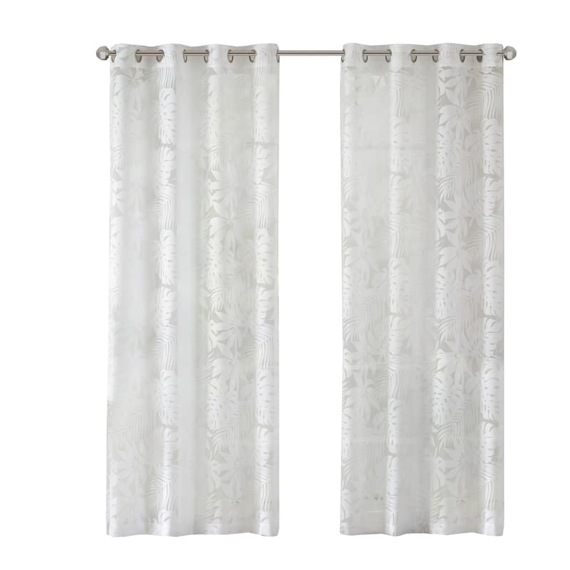 Madison Park Kauna Palm Leaf Burnout Window Curtain Sheer