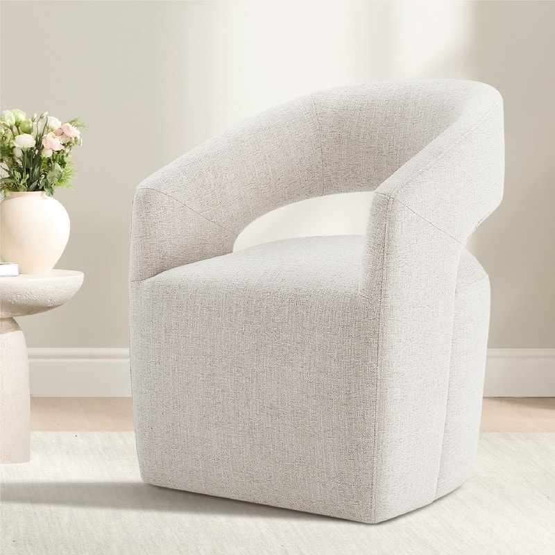 Spruce & Spring Joey Barrel Accent Chair with Casters for Living Room, Office, or Reading Nook - Single - Wheat(Multi-colored)