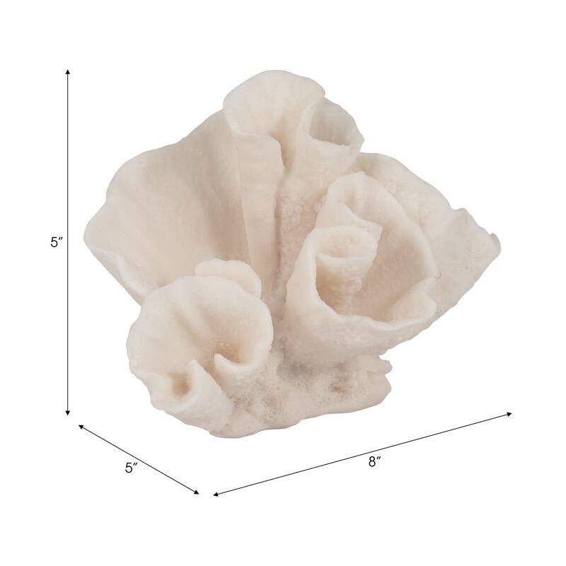 Sagebrook Home Coral Object, Ivory, Tranquil Waters