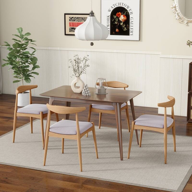 Set of 2 Rubberwood Dining Chairs with Ergonomic Backrest & Comfort Cushions