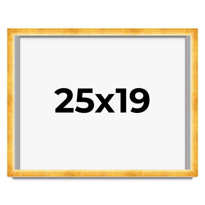 25x19 Shadow Box Frame Gold | 1.625 Inches Deep Real Wood Traditional