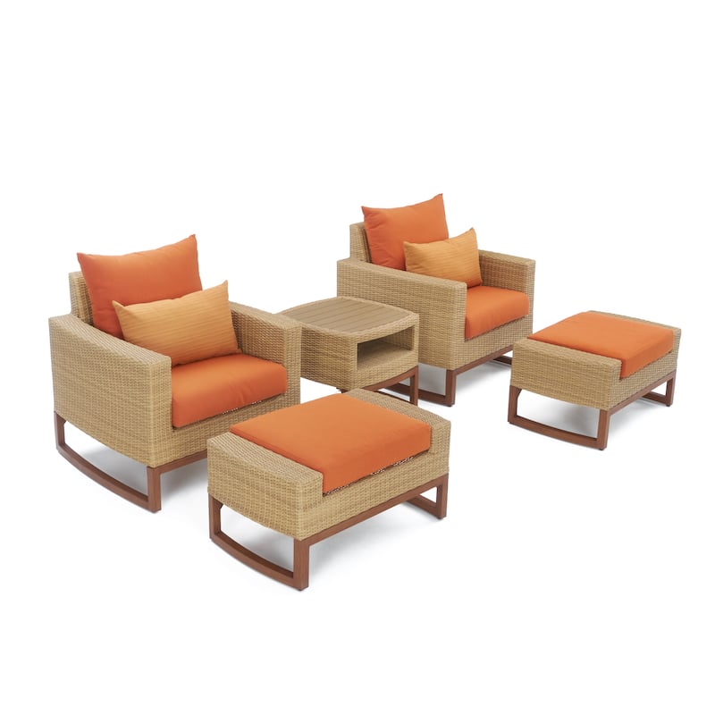 Mili 5 Piece Sunbrella Outdoor Patio Club Chair & Ottoman Set