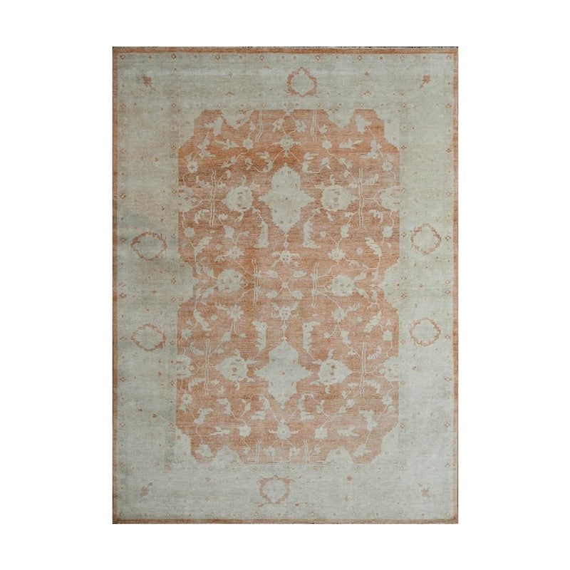 LoomBloom Peach Traditional Turkish Oushak Wool Oriental Area Rug - 9' 1'' x 12' 10''