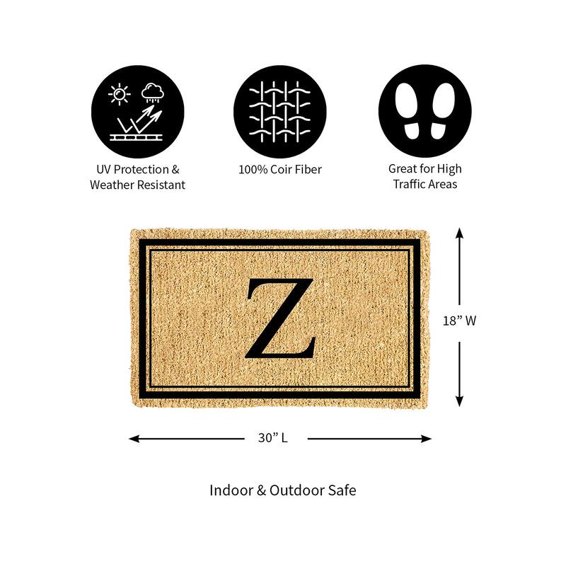 28 in. x 16 in. Monogram Coir Mat, Letter "Z"