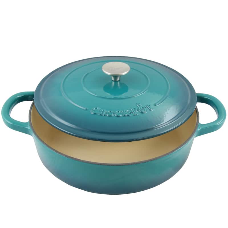 Artisan 5 Qt Braiser Pan W/Lid - Round - Teal Ombre - Enameled - Cast Iron