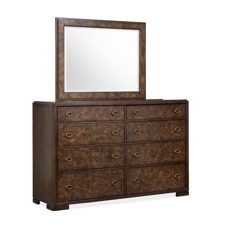 Magnussen Home Rowan Espresso Drawer Dresser with Landscape Mirror - 8-drawer