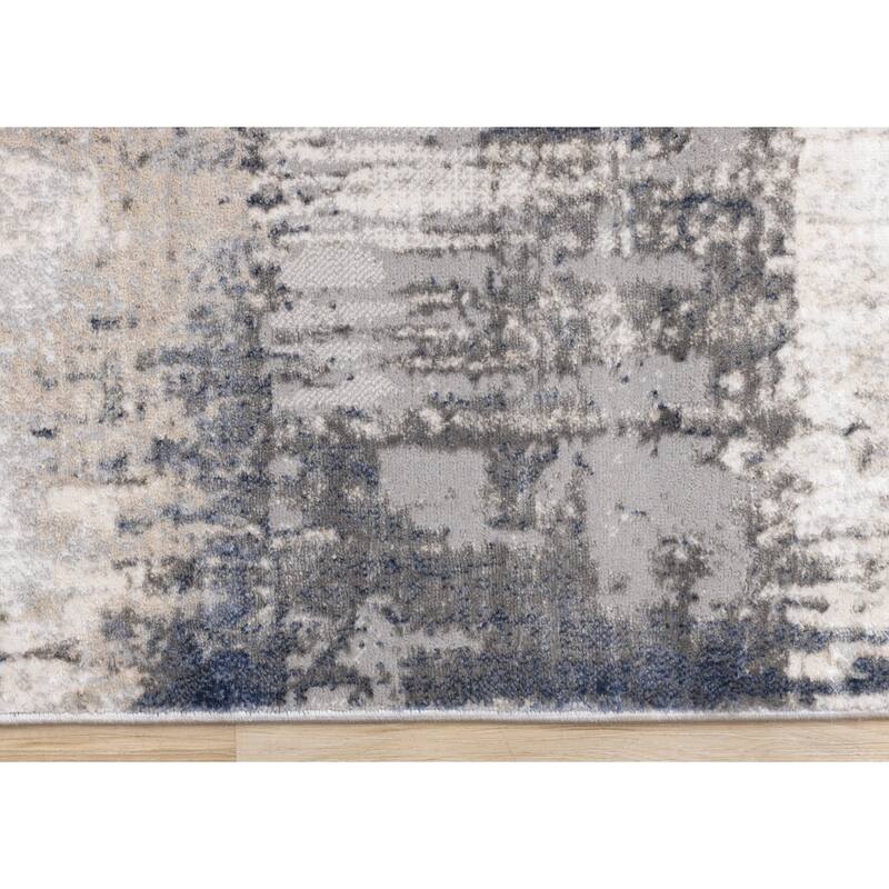Leonardo Grey Blue Abstract Area Rug