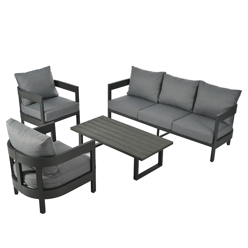Modern High-quality Iron Outdoor Conversation Sofa Set with 4.73'' Thick Cushions