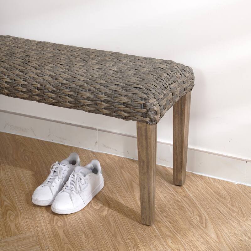 M4H Naples Outdoor Patio Bench Water Resistant Wicker Solid Wood