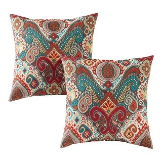 Greendale Home Fashions Global Outdoor Square Accent Pillow (Set of 2) - 17 W x 17 H