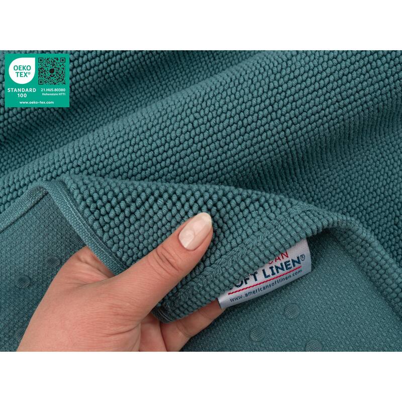 American Soft Linen 100% Cotton Bath Mat Rugs, 17x24 inches Slip Resistant Bottom Base Bath Mats for Bathroom
