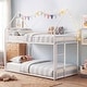 preview thumbnail 12 of 18, Costway Twin Over Twin Metal Bunk Bed, House Shaped Floor Bunk Bed White