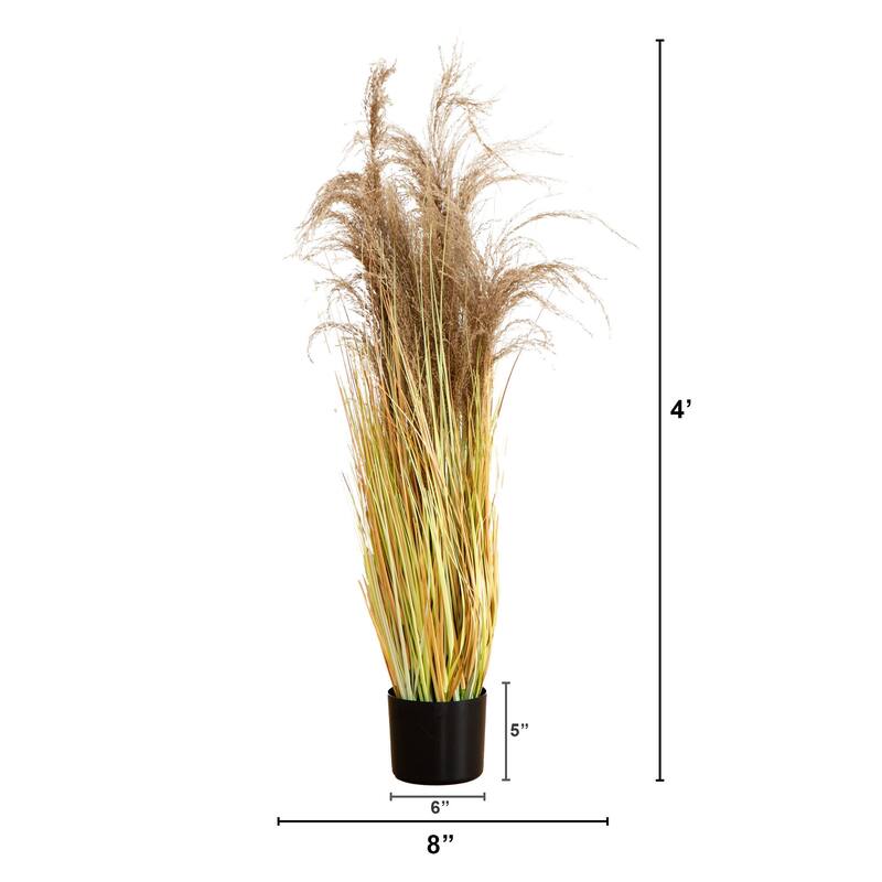 Dried Pampas Grass Artificial Plant with Planter - 4'
