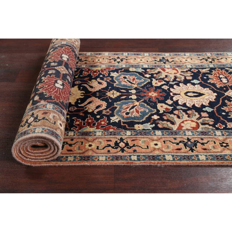Vegetable Dye Floral Heriz Serapi Oriental Runner Rug Hand-knotted - 2'8" x 9'9"