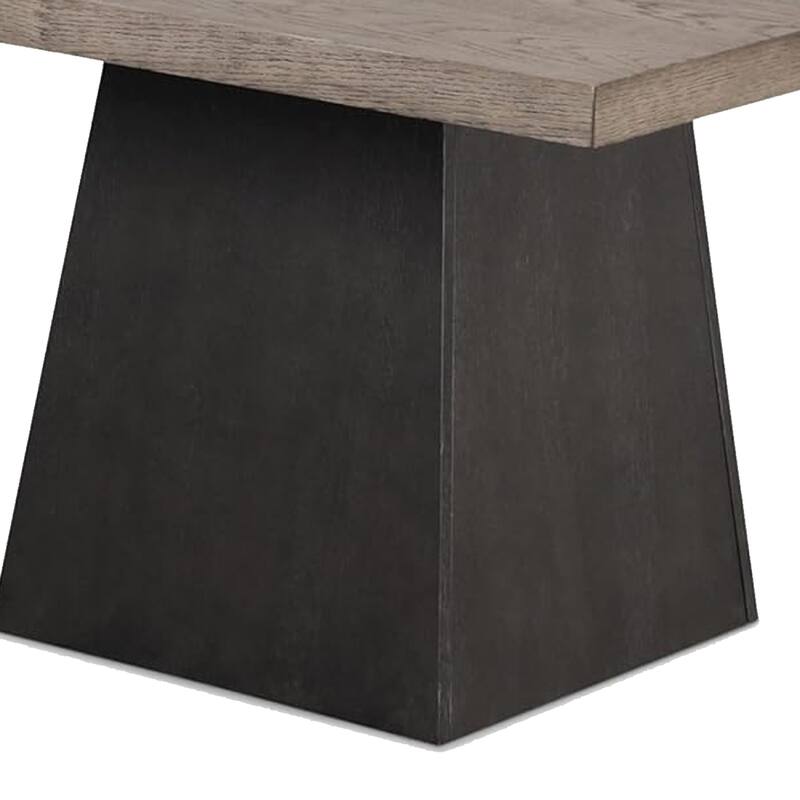 Ager Dining Table, 54 Inch Top in Oak and Walnut Brown, Pedestal Base - Oak Brown, Walnut Brown