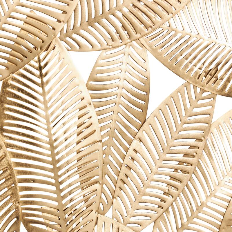 Gold Metal Abstract Round Disk Leaf Home Wall Decor (Set of 3)