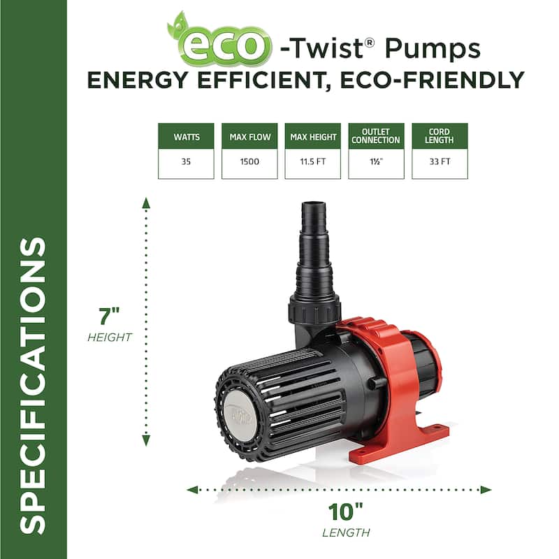 Alpine Corporation Eco-Twist Energy-Saving Pump with 33' Cord