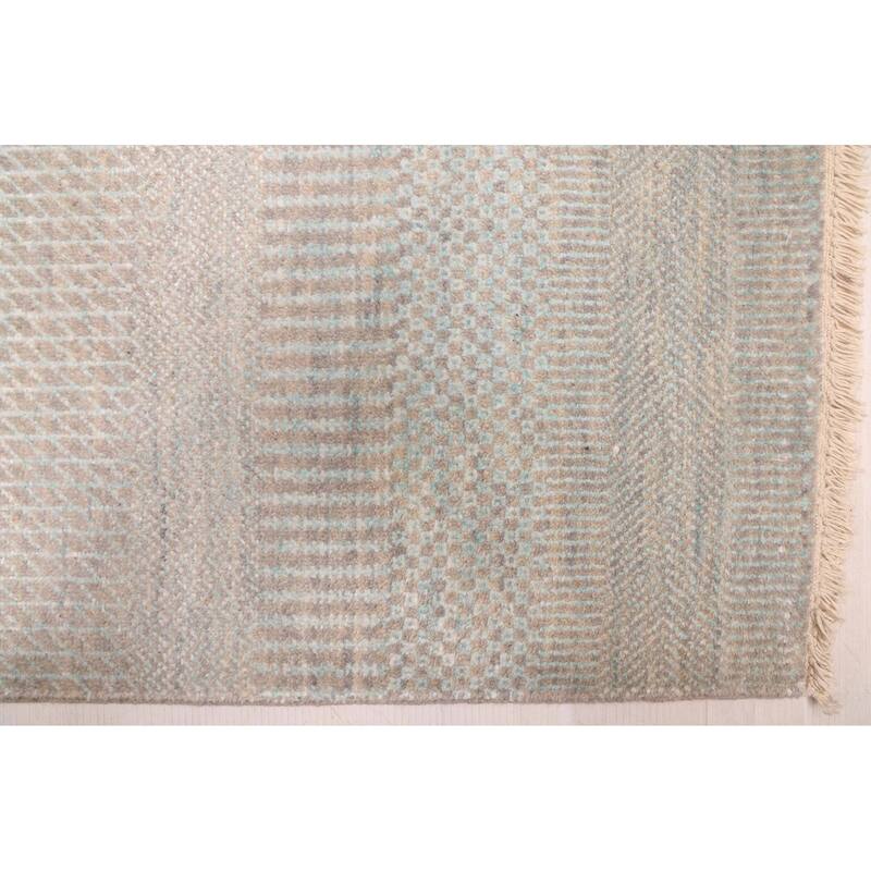 ECARPETGALLERY Hand-knotted Finest Silk Shadow Aqua Silk, Wool Rug - 8'0 x 10'3
