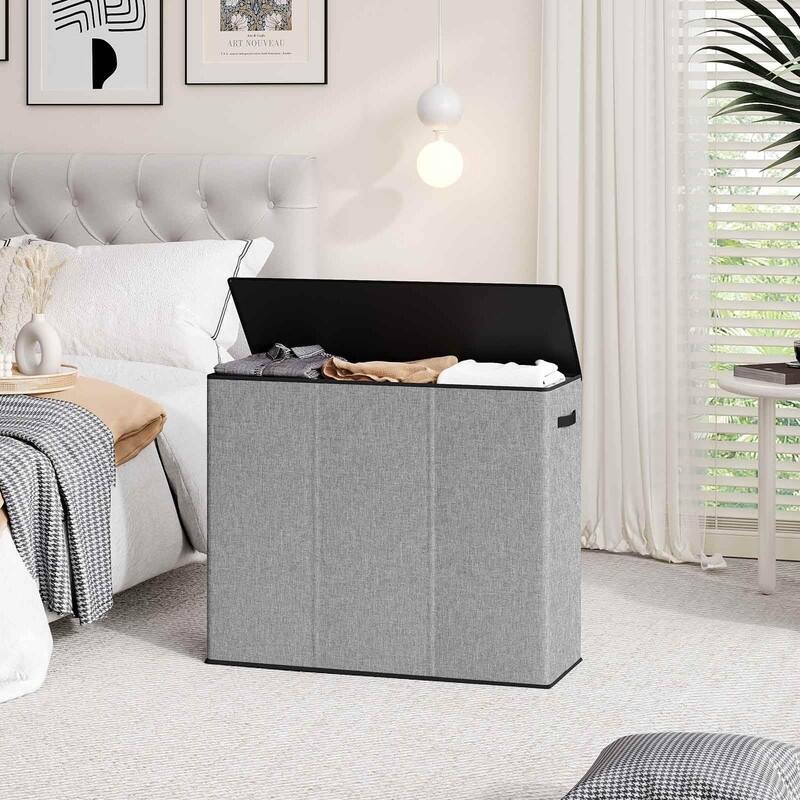 Laundry hamper 3 section - 32.7"L x 12.2"W x 27.6"H