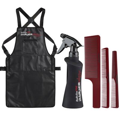 Babyliss Pro Barberology Industrial Barber Apron + Barberology Comb Set - Red + 10oz Spray Bottle