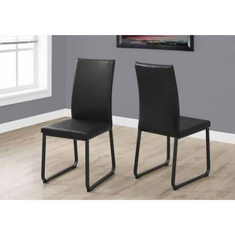 Offex Contemporary Dining Chair - 38"H Black Leather-Look, Black - 2Pieces