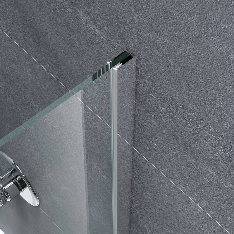 FELYL 48-inch Hinged Frameless Tub Door with Heat Soaking Process and Protective Coating Clear Glass