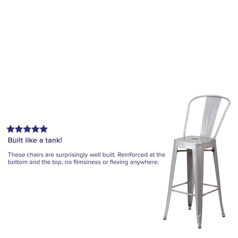 4 Pack 30" High Metal Indoor-Outdoor Barstool with Back - Kitchen Furniture