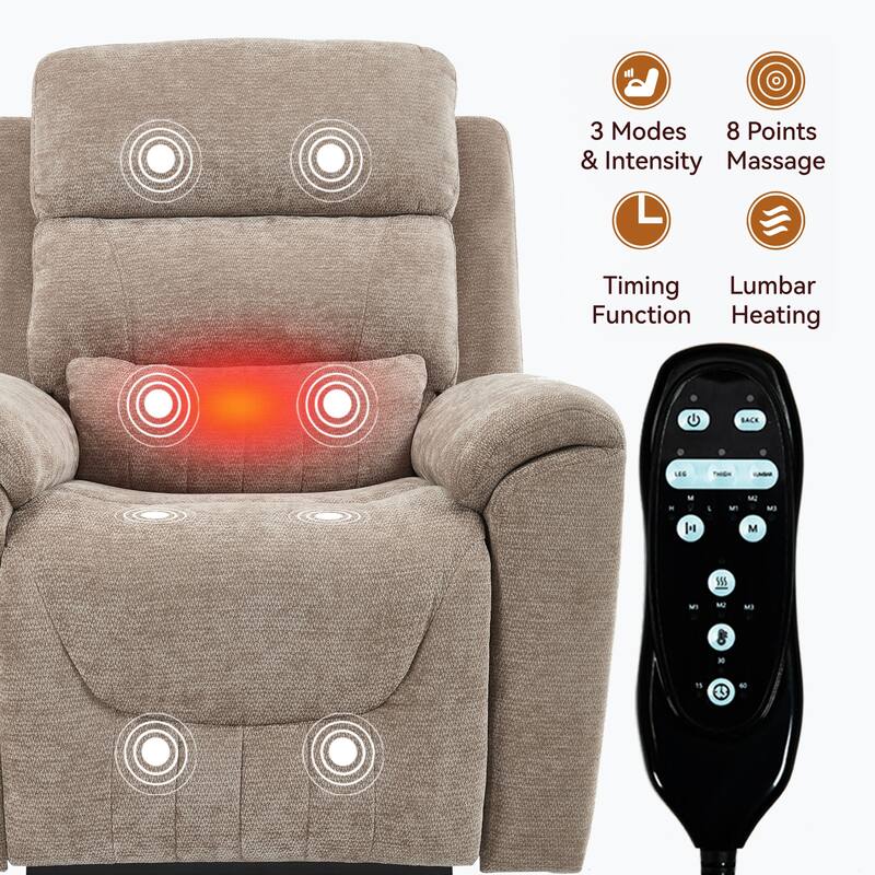 350 Lbs Leatherair Power Lift Recliner Chair,Heavy Duty Motion Mechanism With 8-Point Vibration Massage And Lumbar Heating