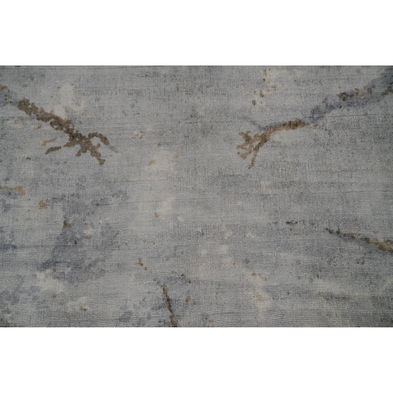 Hand-knotted Modern Silk Grey Abstract Oriental Area Rug - 7' 11'' X 4' 11''